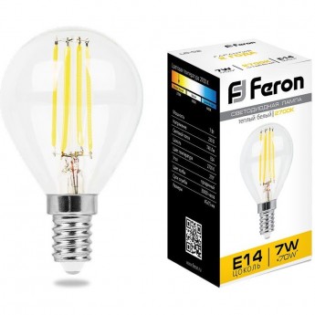 Лампа светодиодная FERON LB-52 Шарик E14 7W 2700K 25874 Лампа светодиодная FERON LB-52 Шарик E14 7W 2700K 25874