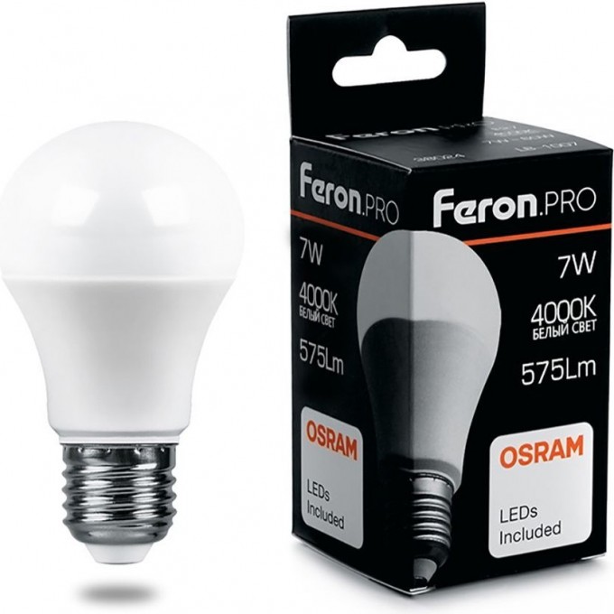 Лампа светодиодная FERON PRO LB-1007 Шар E27 7W 4000K 38024 Лампа светодиодная FERON PRO LB-1007 Шар E27 7W 4000K 38024