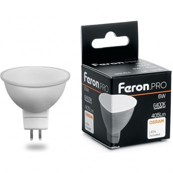 Лампа светодиодная FERON PRO LB-1606 MR16 G5.3 6W 6400K 38085 Лампа светодиодная FERON PRO LB-1606 MR16 G5.3 6W 6400K 38085