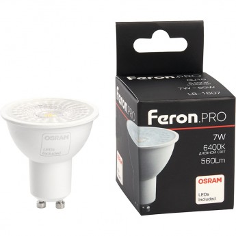 Лампа светодиодная FERON PRO LB-1607 GU10 7W 6400K 38184 Лампа светодиодная FERON PRO LB-1607 GU10 7W 6400K 38184