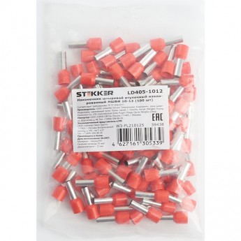 Наконечник штыревой втулочный изолированный НШВИ 10-12, FERON LD405-1012 (упаковка 100 шт) 39438 Наконечник штыревой втулочный изолированный НШВИ 10-12, FERON LD405-1012 (упаковка 100 шт) 39438