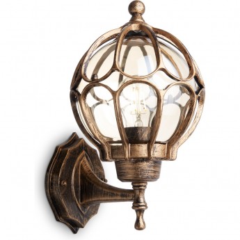 Светильник садово-парковый FERON PL3701 круглый на стену вверх 60W 230V E27, черное золото Светильник садово-парковый FERON PL3701 круглый на стену вверх 60W 230V E27, черное золото