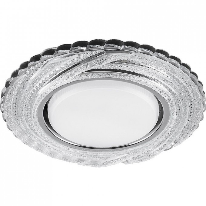 Светильник встраиваемый с белой LED подсветкой FERON CD4037 потолочный GX53 без лампы, прозрачный, хром 40504 Светильник встраиваемый с белой LED подсветкой FERON CD4037 потолочный GX53 без лампы, прозрачный, хром 40504