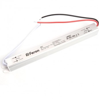 Трансформатор FERON электронный для светодиодной ленты 24W 12V (ультратонкий драйвер), LB001